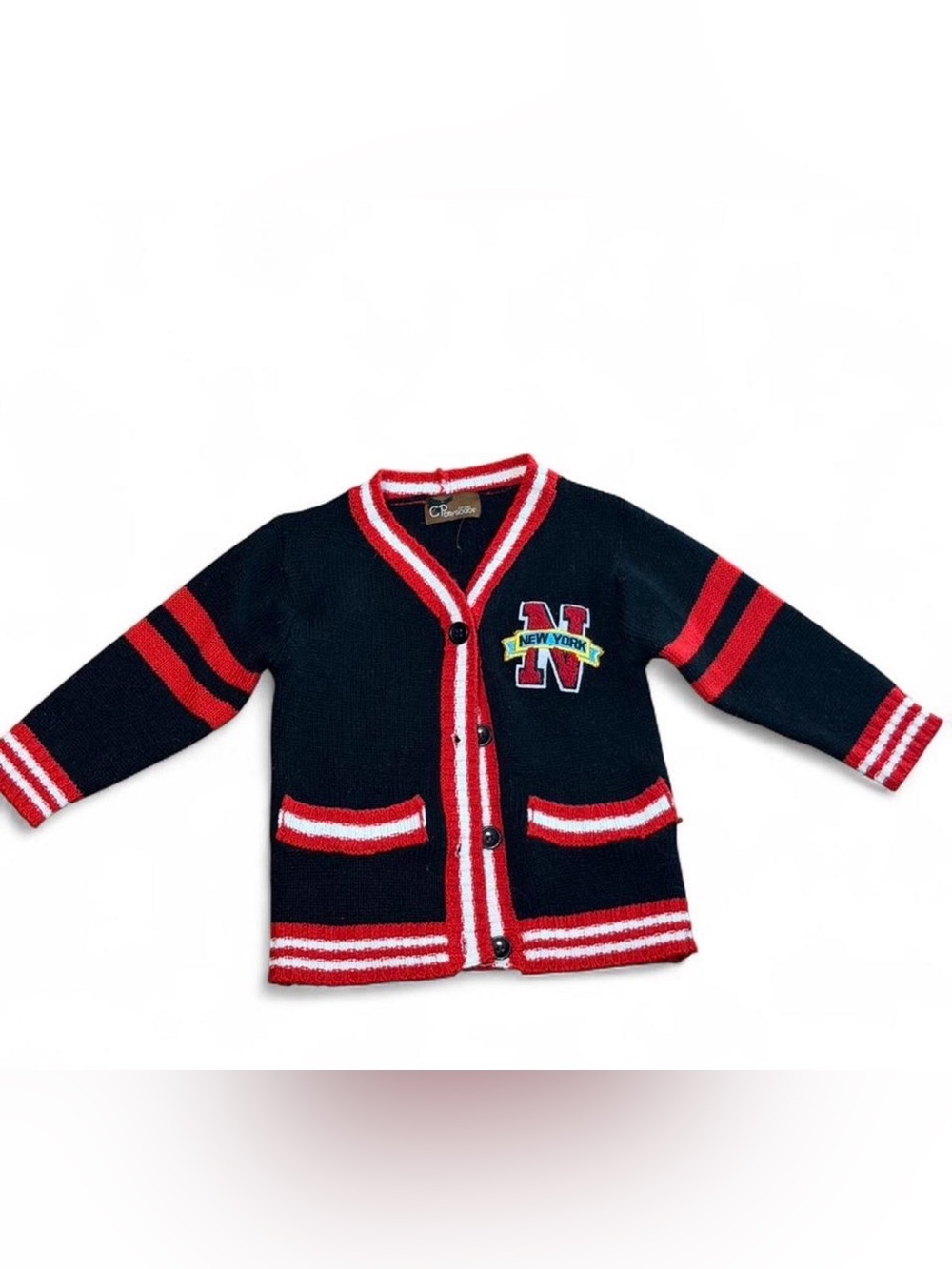 Red and black New York varsity sweater kids 3t  #varsity #knitwear